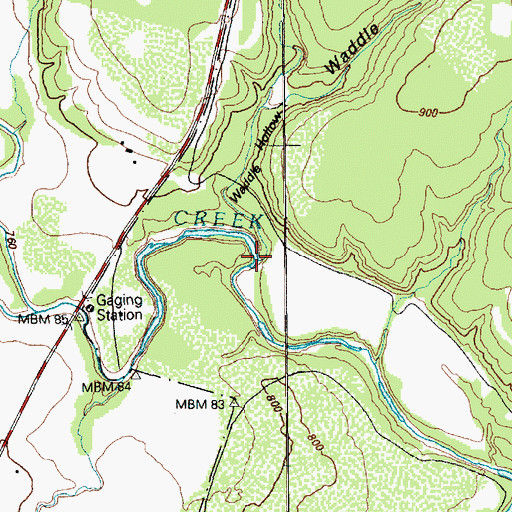 Topographic Map of Waddle Hollow, TX