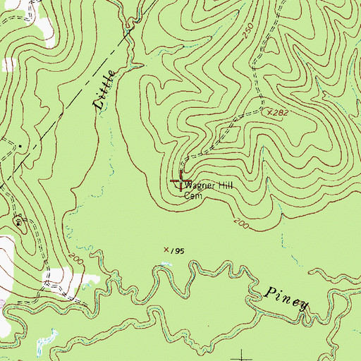 Topographic Map of Wagner Hill Cemetery, TX