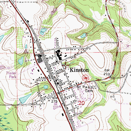 Topographic Map of Kinston Cemetery, AL