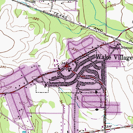 Topographic Map of Wake Village, TX