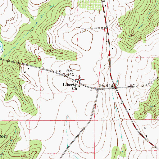 Topographic Map of Liberty Cemetery, AL
