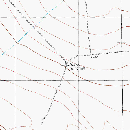 Topographic Map of Waldo Windmill, TX