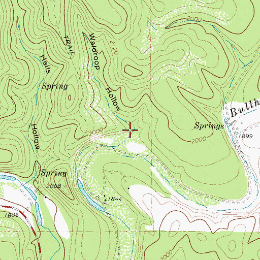 Topographic Map of Waldroop Hollow, TX