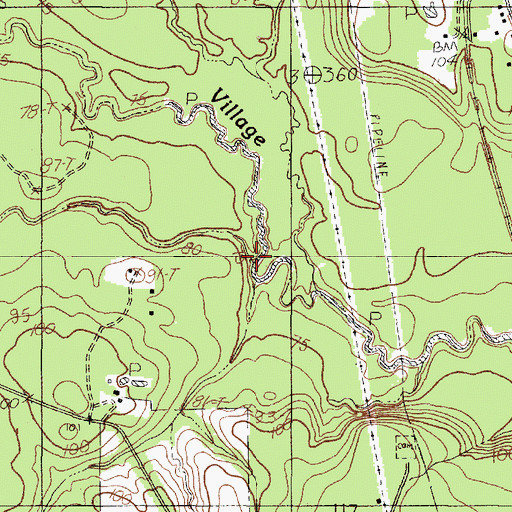 Topographic Map of Walker Branch, TX