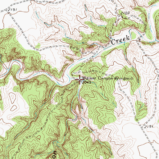 Topographic Map of Walker Canyon, TX
