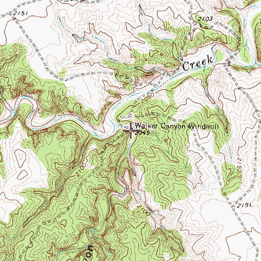 Topographic Map of Walker Canyon Windmill, TX