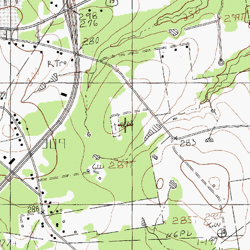 Topographic Map of Walker Cemetery, TX