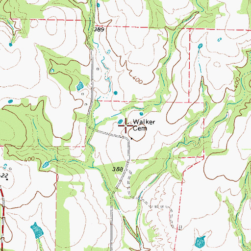Topographic Map of Walker Cemetery, TX