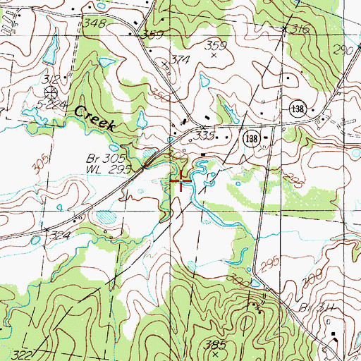 Topographic Map of Walker Creek, TX