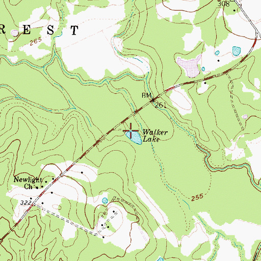 Topographic Map of Walker Lake, TX