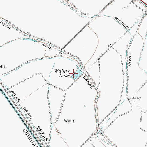 Topographic Map of Walker Lake, TX