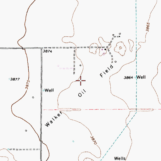 Topographic Map of Walker Oil Field, TX