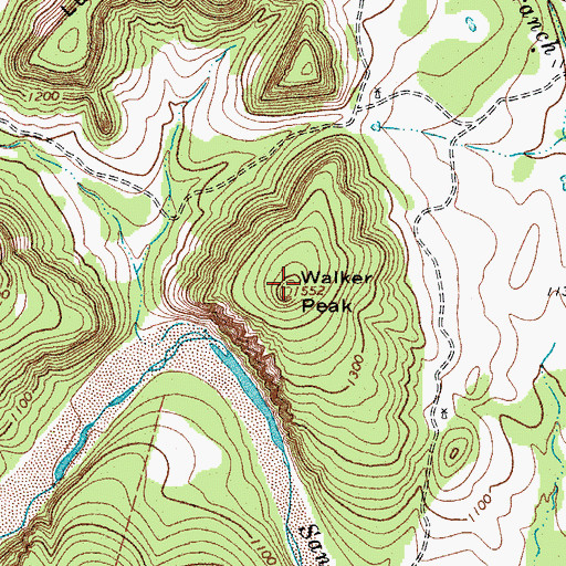 Topographic Map of Walker Peak, TX