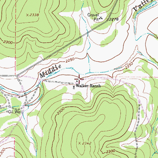 Topographic Map of Walker Ranch, TX