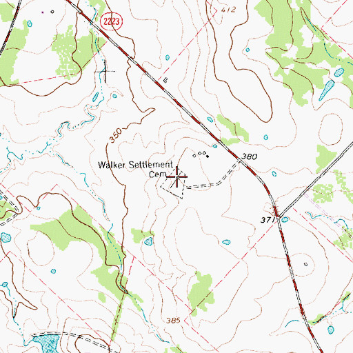 Topographic Map of Walker Settlement Cemetery, TX