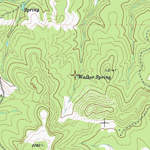 Topographic Map of Walker Spring, TX