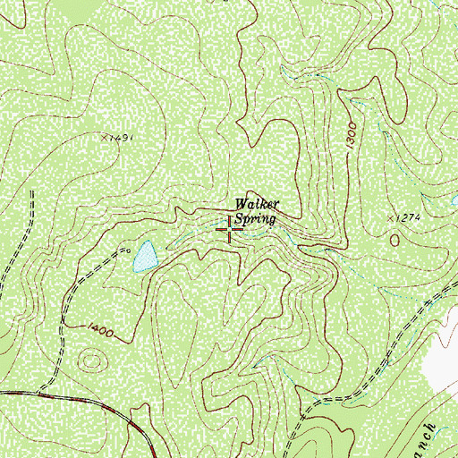 Topographic Map of Walker Spring, TX
