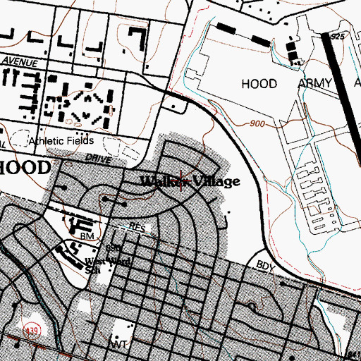 Topographic Map of Walker Village, TX