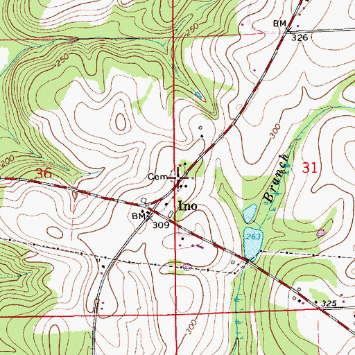 Topographic Map of Ino Cemetery, AL