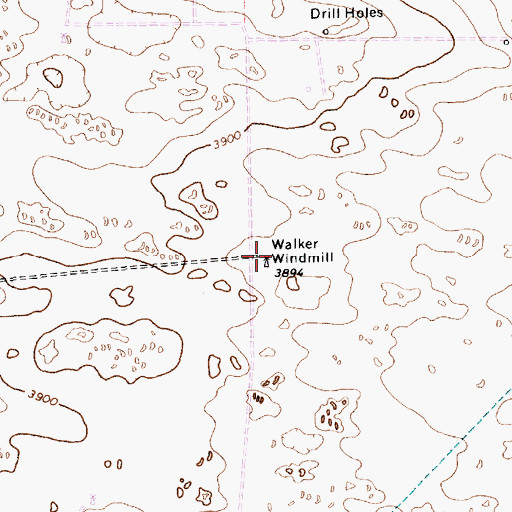 Topographic Map of Walker Windmill, TX