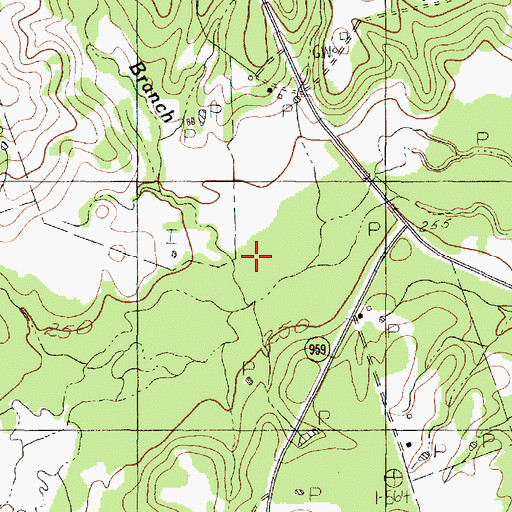 Topographic Map of Wall Branch, TX