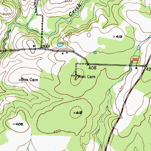 Topographic Map of Wall Cemetery, TX