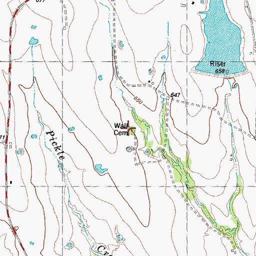 Topographic Map of Wall Cemetery, TX