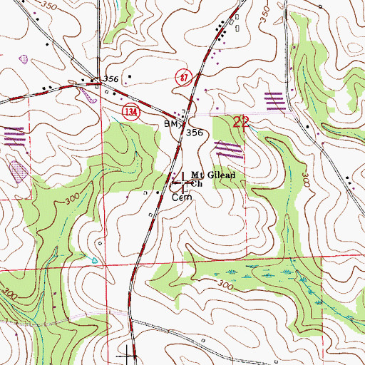Topographic Map of Mount Gilled Cemetery, AL