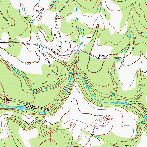 Topographic Map of Wallace Branch, TX