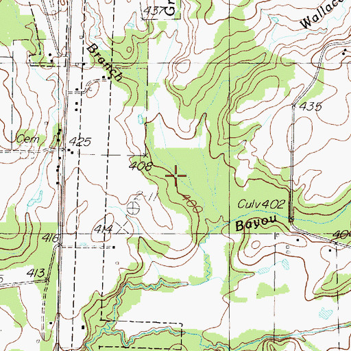 Topographic Map of Wallace Branch, TX