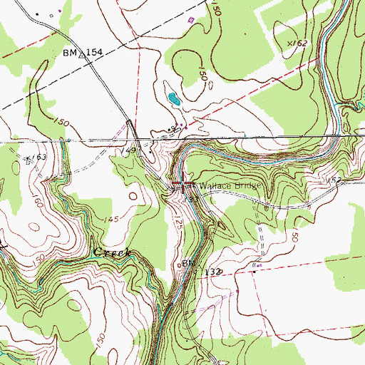 Topographic Map of Wallace Bridge, TX