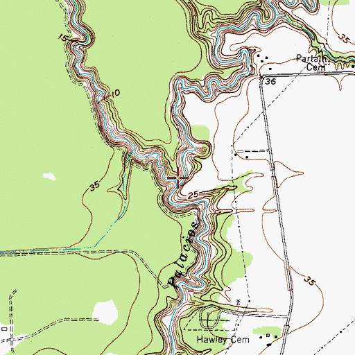 Topographic Map of Wallace Creek, TX