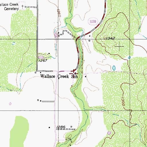 Topographic Map of Wallace Creek School, TX
