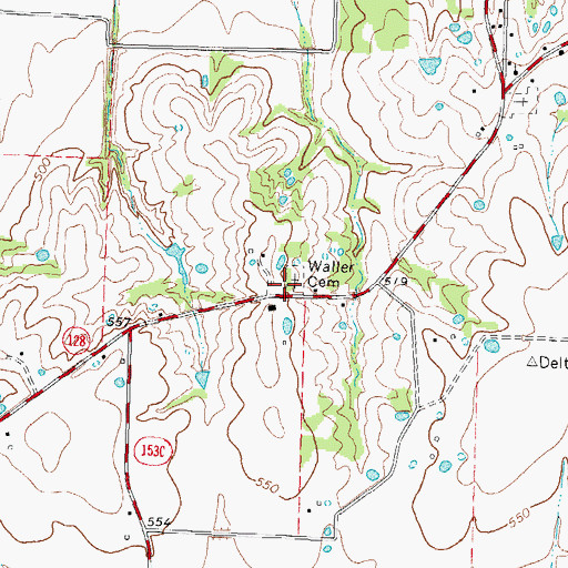Topographic Map of Waller Cemetery, TX