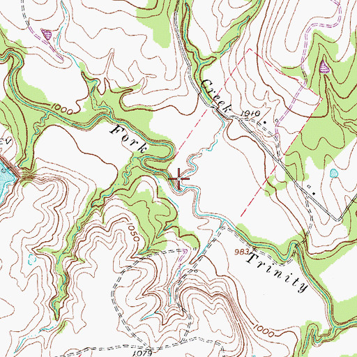 Topographic Map of Waller Creek, TX