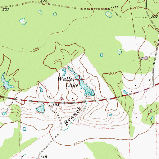Topographic Map of Waller Lake, TX