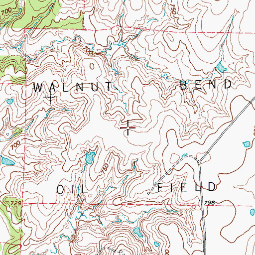 Topographic Map of Walnut Bend Oil Field, TX