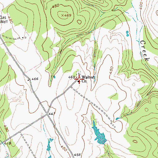 Topographic Map of Walnut Church, TX