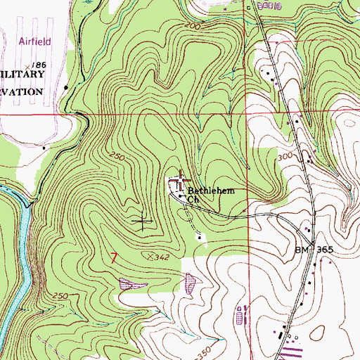 Topographic Map of Bethlehem Cemetery, AL