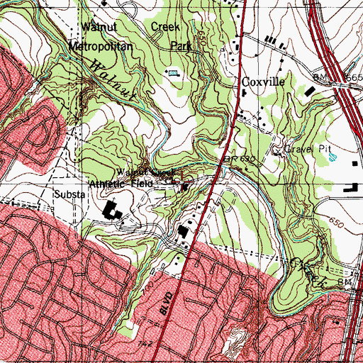 Topographic Map of Walnut Creek Church, TX