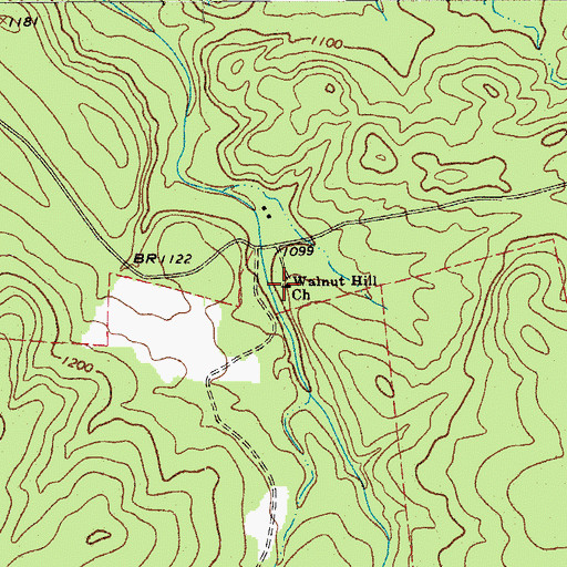 Topographic Map of Walnut Hill Church, TX