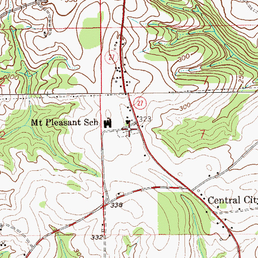Topographic Map of Mount Pleasant Cemetery, AL