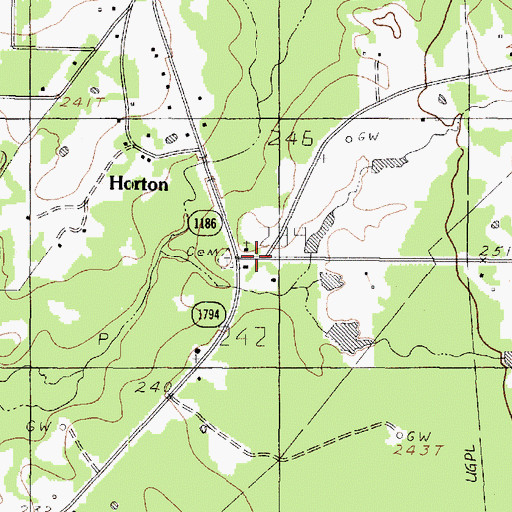 Topographic Map of Walnut Springs Church, TX