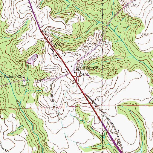 Topographic Map of Mount Zion Cemetery, AL