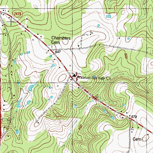 Topographic Map of Walston Springs Church, TX