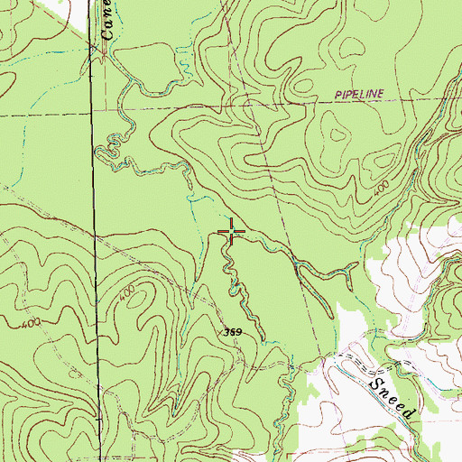 Topographic Map of Walthall Creek, TX
