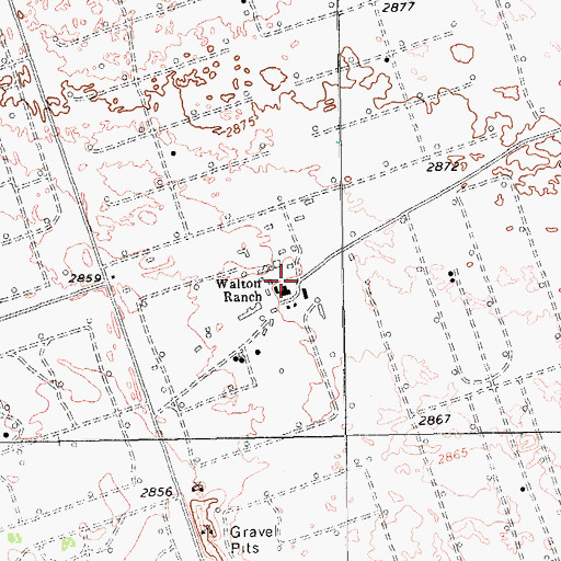 Topographic Map of Walton Ranch, TX