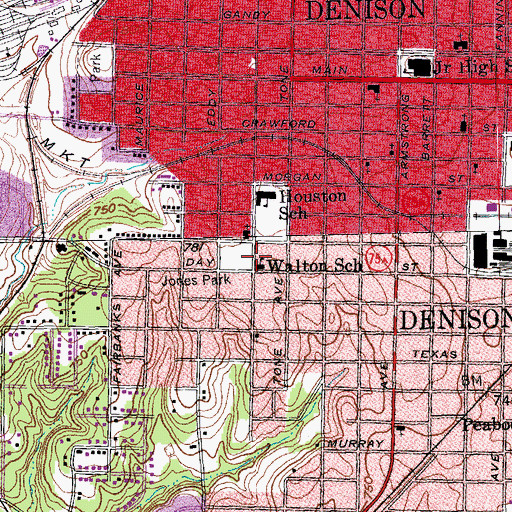 Topographic Map of Walton School, TX