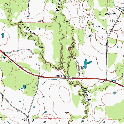 Topographic Map of Ward Creek, TX
