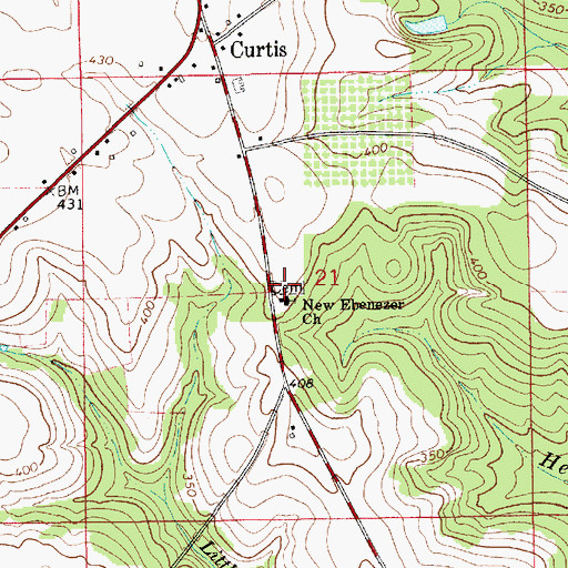 Topographic Map of New Ebenezer Cemetery, AL